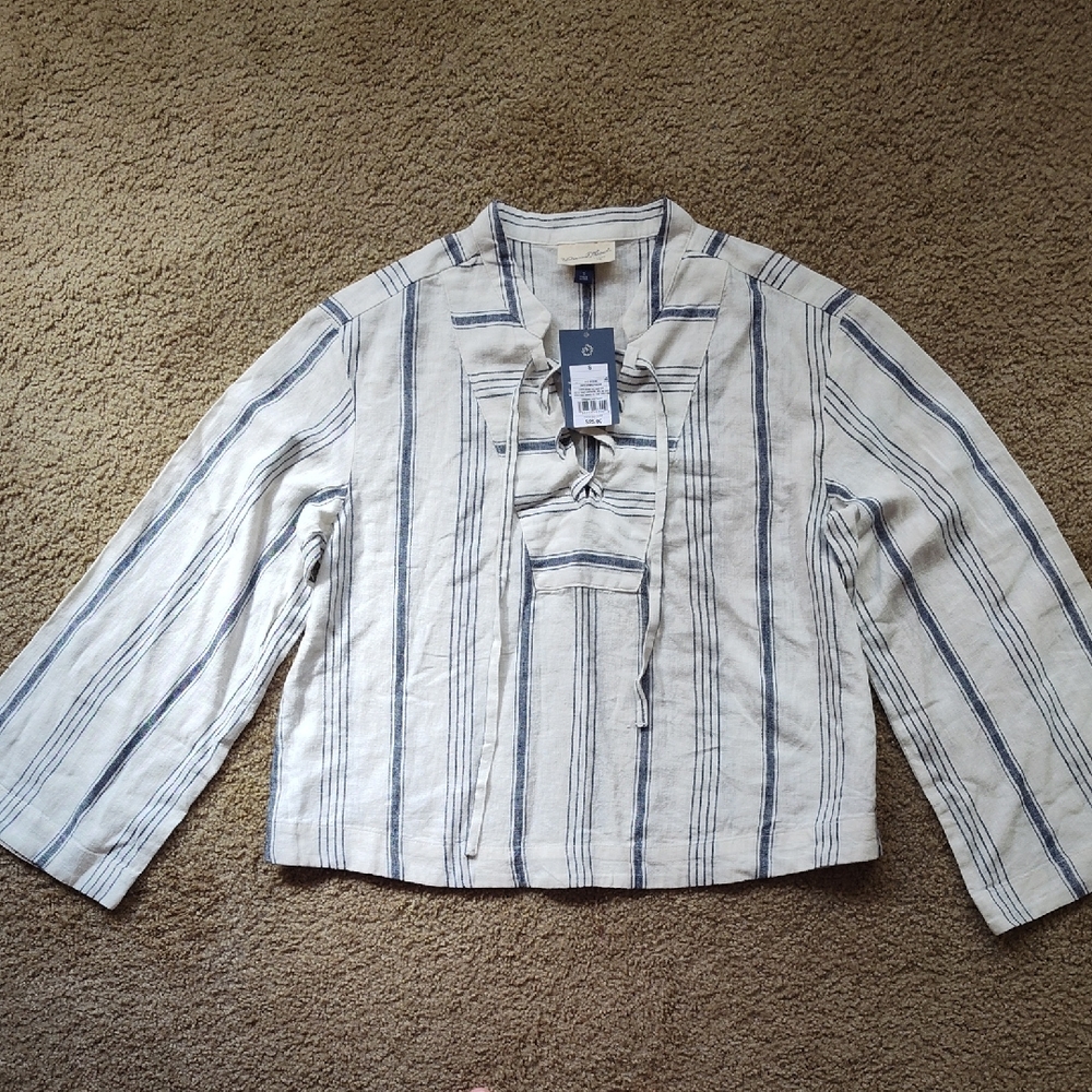 American Threads Blue and White Blazer with Notched Lapels